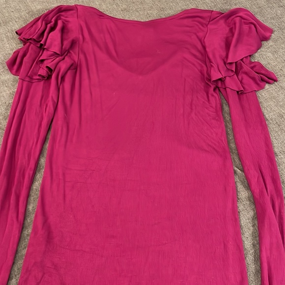 FREE PEOPLE Ruffle Shoulder long sleeved top FUCHSIA XS - Picture 7 of 11